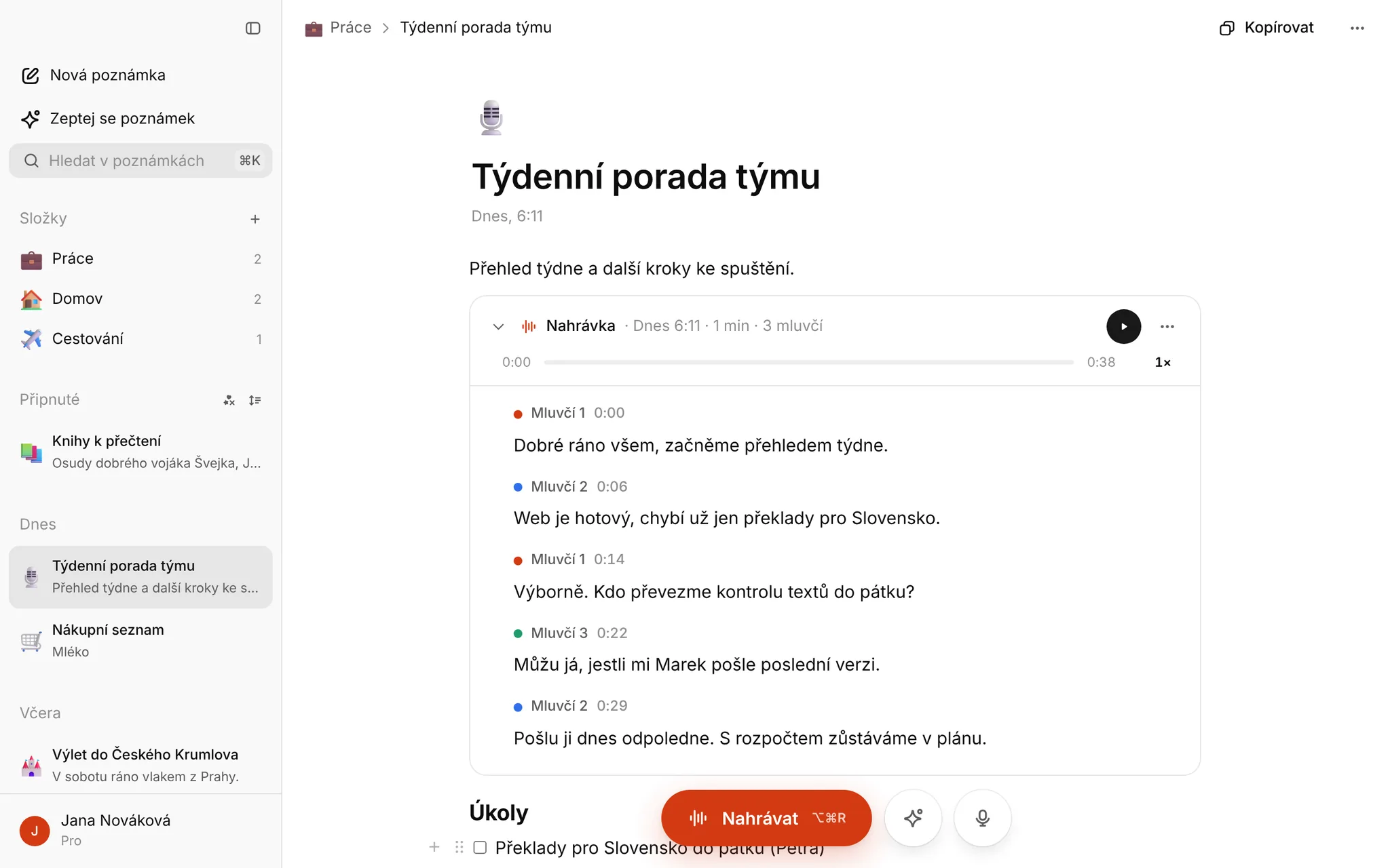 Transkripce pro iPhone a Mac